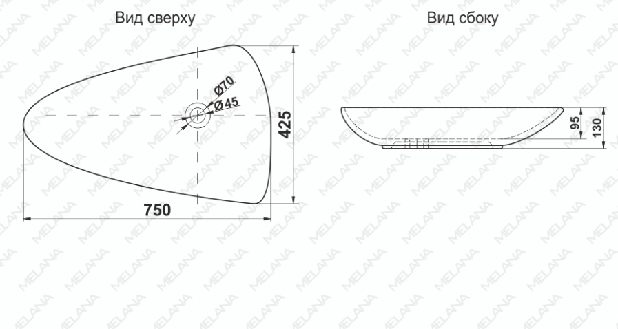 Раковина накладная Melana MLN-A380, цвет белый купить в КЕРАМ МАРКЕТ®