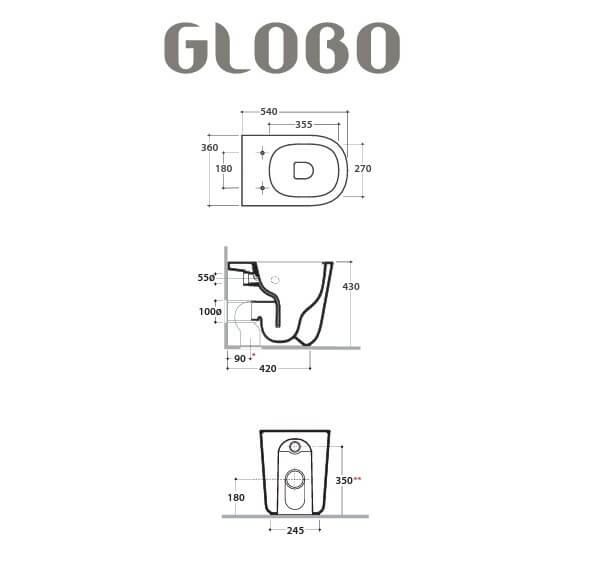 Унитаз приставной Globo Lalita LT001BI купить в Москве.